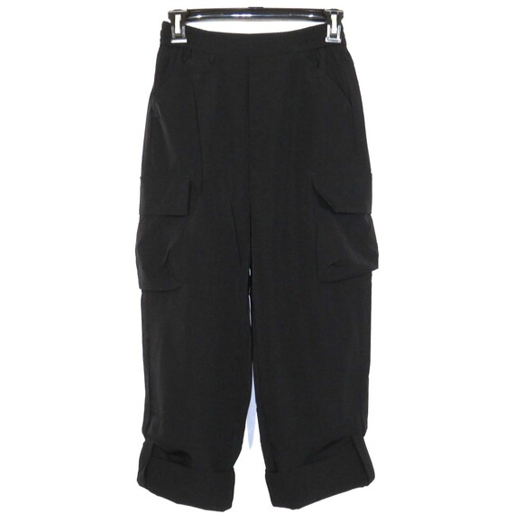 Halara Black Lightweight Nylon Blend High Waist Pull On Crop Cargo Pants Size XS - Picture 1 of 13